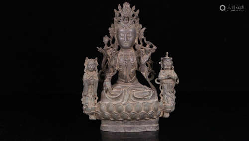 A BRONZE CASTED GUANYIN BUDDHA