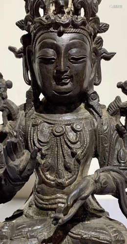 A BRONZE CASTED GUANYIN BUDDHA