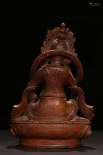 A BAMBOO CARVED WEALTH BUDDHA