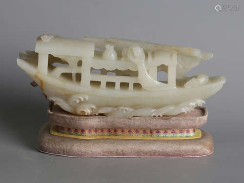 Chinese carved jade junk.