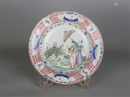 Chinese famille rose porcelain plate.