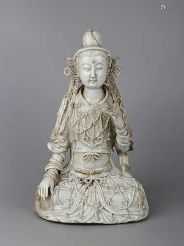 Chinese Yingqing porcelain figure of Guanyin.