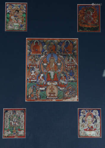 Five pieces of Chinese thangka.