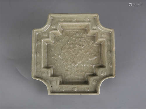 Chinese celadon glaze porcelain dish mark.