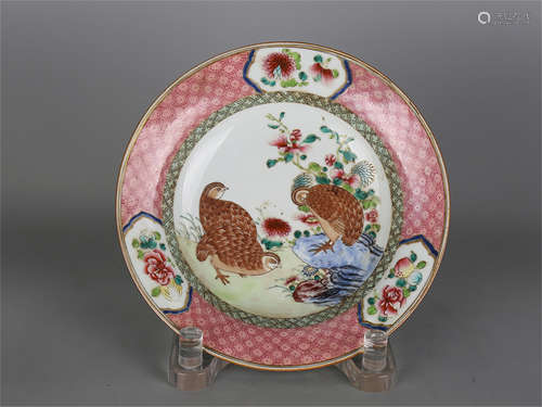 Chinese famille rose porcelain plate.