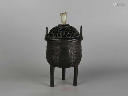 Chinese bronze tripod incense burner.