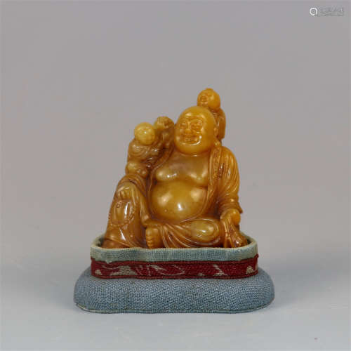 Chinese carved soapstone Laughing Buddha.