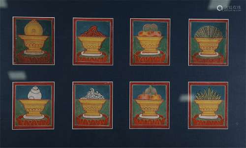 Eight pieces of Chinese thangka.