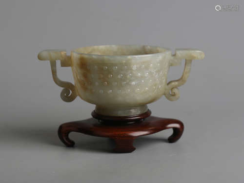 Chinese carved jade cup.