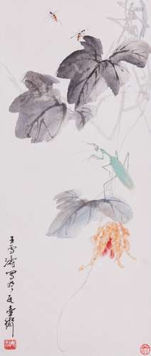 Chinese ink painting on paper, attributed to Wang Xuetao.