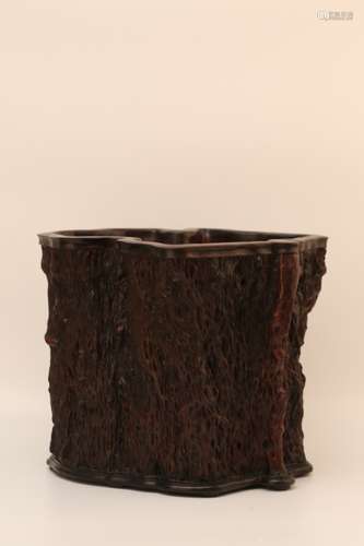 Chinese wood brush pot.