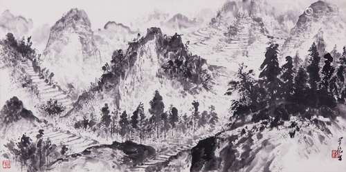 Chinese ink painting on paper.