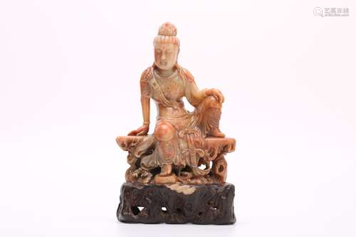 Chinese carved agate figure of Guanyin.