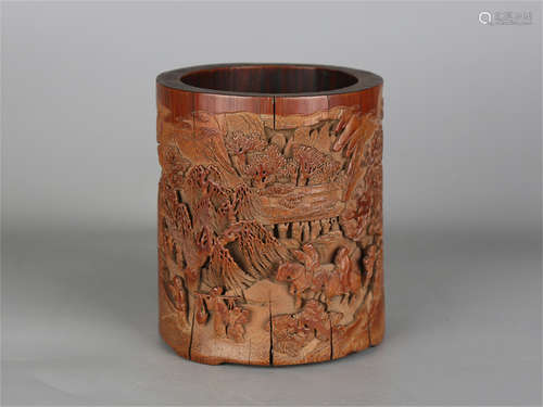 Chinese carved bamboo brush pot.