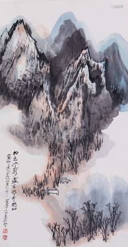 Chinese water color painting, attributed to He Ruxia.