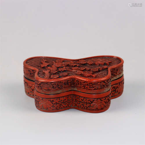 Chinese cinnabar box, Qianlong mark.