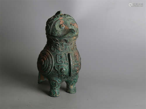 Chinese bronze figure of a bird.