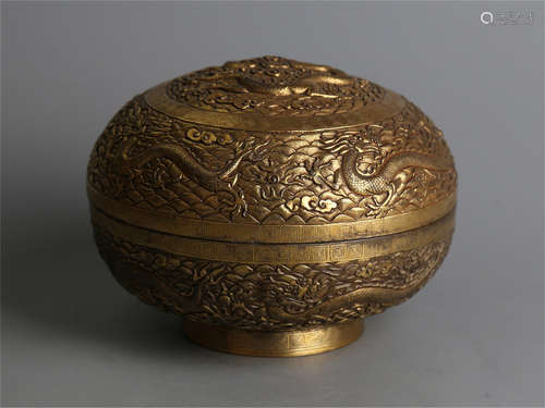 Chinese gilt bronze box.