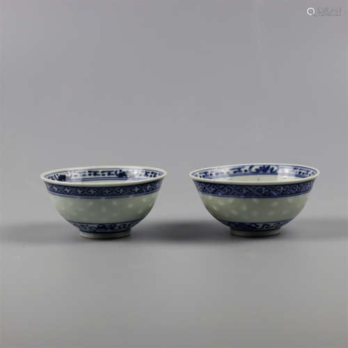 Pair of Chinese blue and white  porcelain bowls.