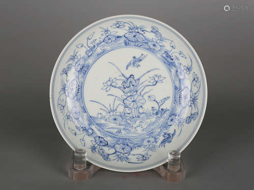 Chinese blue and white porcelain plate, Yongzheng mark.