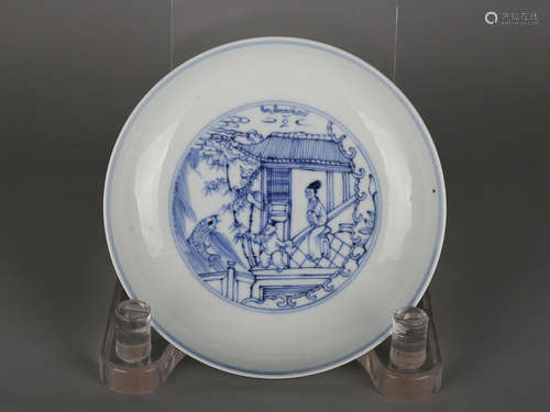 Chinese blue and white porcelain plate, Yongzheng mark.