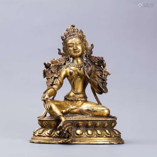 Chinese gilt bronze figure of Buddha.