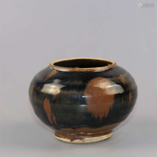 Chinese black glaze pottery jar.