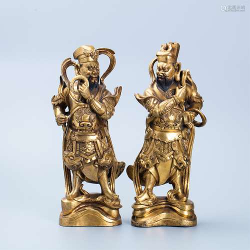 Pair of Chinese gilt bronze figures.