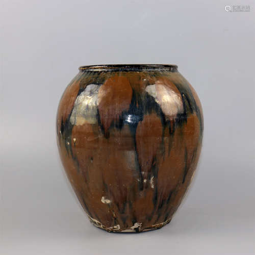 Chinese brown glaze porcelain jar.