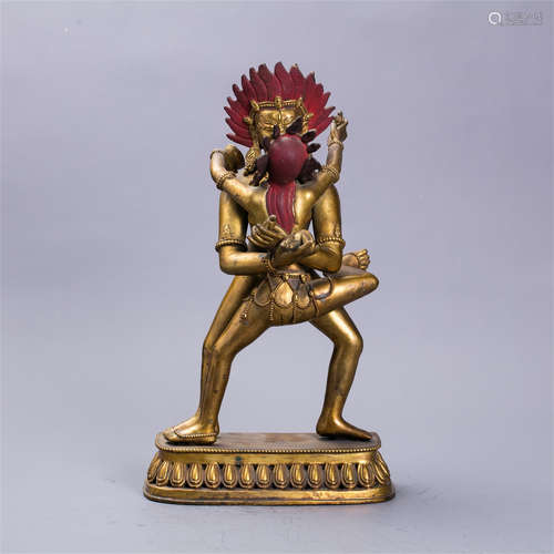 Chinese gilt bronze figure of Laughing Buddha.