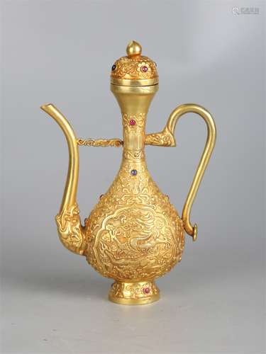 Chinese gilt bronze teapot.