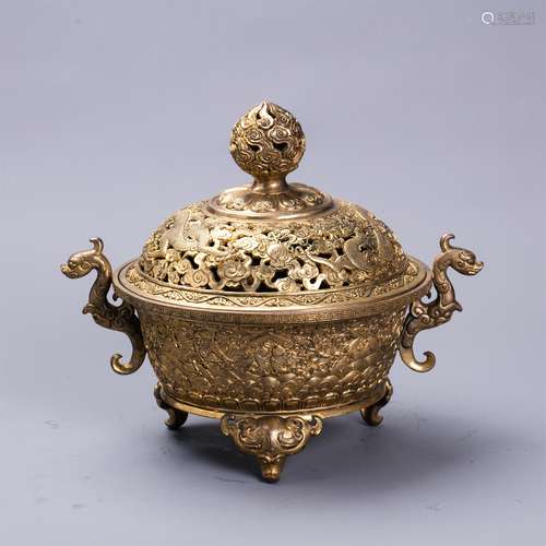 Chinese gilt bronze incense burner.