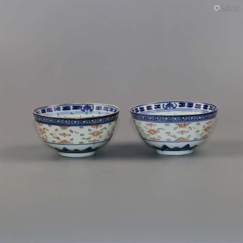 Pair of Chinese blue and white  porcelain bowls.