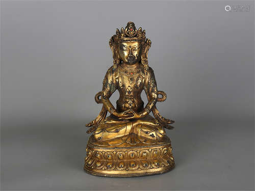 Chinese gilt bronze figure of Buddha.