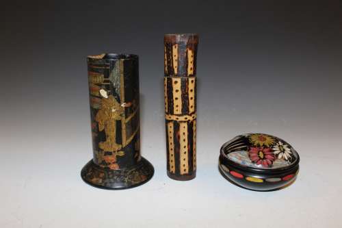 Three Japanese lacquer items.
