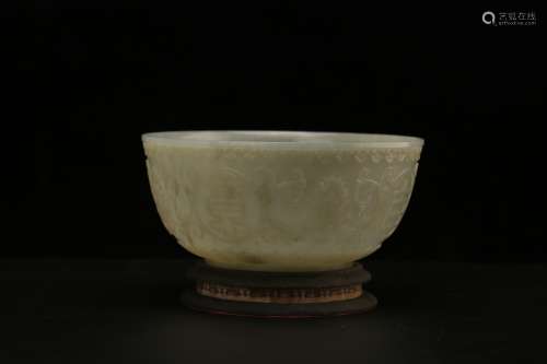 Chinese carved jade bowl.