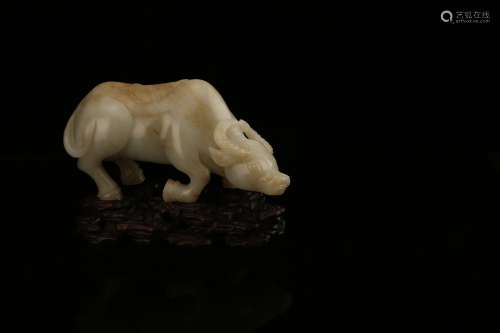 Chinese carved jade figure of a bull.