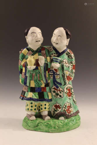 Chinese porcelain figure of two men.