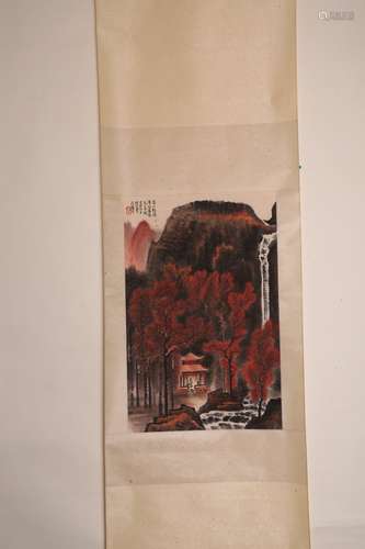 Chinese water color painting on paper, attributed to Li Keran.