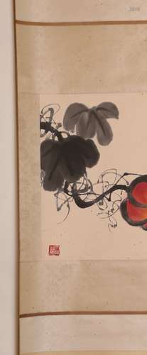 Chinese water color and ink painting on paper, attributed to Qi Baishi.