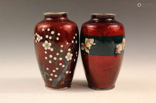 Two Japanese cloisonne vases