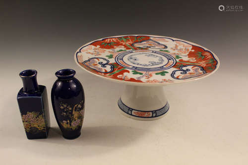 Three Japanese porcelain items.