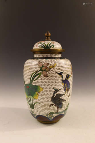 Chinese cloisonne covered jar.