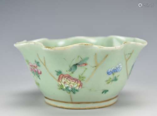 Chinese Celadon Famille Rose Bowl,Tongzhi Period