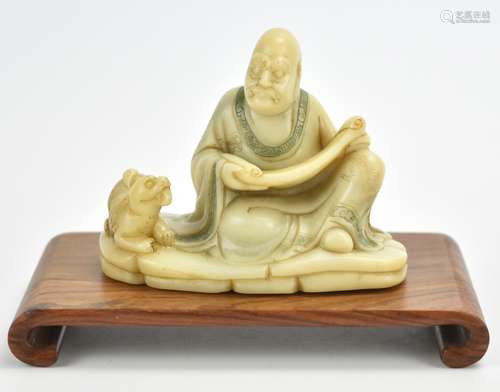 Chinese Soapstone Luohan Carving w/ Stand,Qing D.