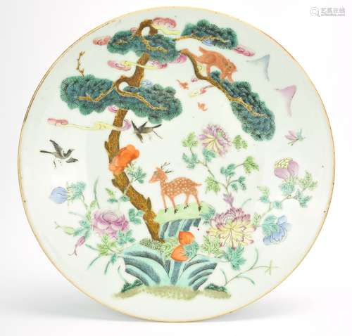 An Idealized Nature Famille Rose Plate,19th C.