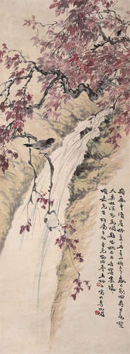 王师子 花鸟 立轴 纸本