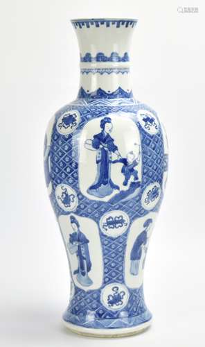 Chinese Blue&White Vase w/ Figures, Guangxu Period