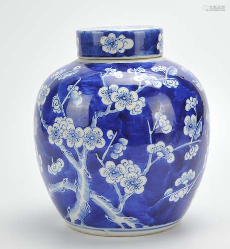 Blue & White Plum Blossom Jar and Cover, 19th C.