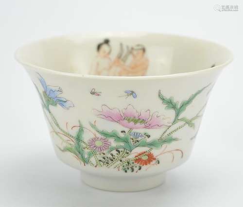 Chinese Famille Rose Erotic Tea Cup, 18th C.